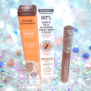 Grande Cosmetics Grande Brow 2in1 Tinted Gel + Brow Enhancing Serum, Auburn- NIB - Picture 1 of 11