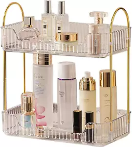 Bathroom Counter Organizer Countertop Storage Shelf Organizer Vanity Tray 2 Tier - Picture 1 of 6