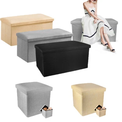 Faltbar Aufbewahrungshocker Sitzhocker Fußhocker Aufbewahrungsbox Platzhocker DE - Bild 1 von 4