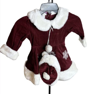 Sweet kids Christmas corduroy embroidered Santa dress with matching hat & leggin - Picture 1 of 6