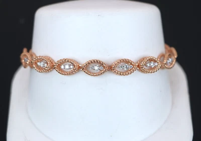 $10,500 Roberto Coin Barroco Oro Rosa 18K 1.20ct Brazalete Diamante Redondo 7.25" Foto 1 de 4