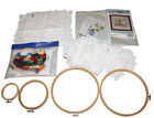 Huge Lot Vintage Embroidery Thread Crosstitch Lynncraft Birds Kits Hearts Hoops