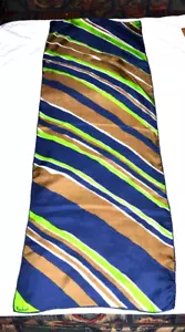 Vtg 60s Echo Striped Print rectangle Scarf 14X42 Retro MCM style - Picture 1 of 7