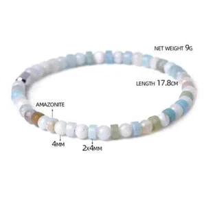 bracciale donna pietre amazzonite elasticizzato con filo interno in TPU - Imagen 1 de 1