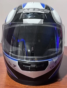 KBC TK-7 Snell DOT M95 Motorcycle Helmet Blue/ White Size XS With Face Shield - Picture 1 of 8