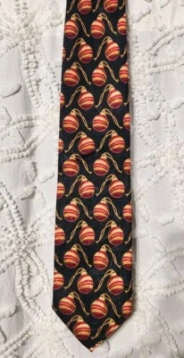 JZ Richards Mens Silk Tie Designer Christmas Ornaments Holiday USA 61" X 3 1/8" - Image 1 of 4