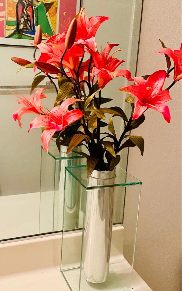 Exqusite современный пол Galss ваза центральный элемент * с искусственными цветами 14» и 23» - Изображение 1 из 3