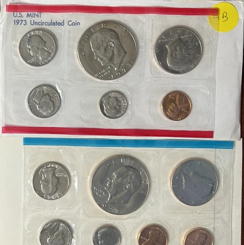 1973 PDS Uncirculated Mint Set 13 Coins 2 Nice Eisenhower Dollars See Pics 4B Cover
