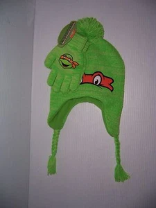 TEENAGE MUTANT NINJA TURTLES JUNGEN WINTER BOMMEL BEANIE MÜTZE & HANDSCHUHE SET NEU MIT ETIKETT - Bild 1 von 4