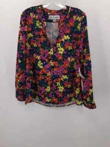Pre-Owned Sara Campbell Black Size Medium Floral Long Sleeve Blouse - Picture 1 of 3