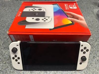 Nintendo Switch OLED Model Handheld Console - 64GB Wifi-HEG-001 w/ White Joycons - Image 1 of 4