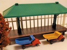 1960's Lot of 2 Barclay Diecast Tipper Dump Trucks Red & Blue and Red & Yellow