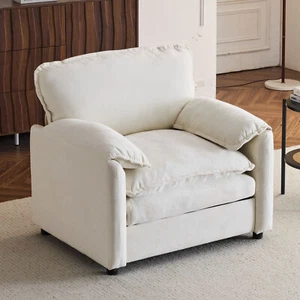 38" Oversized Chenille Lounge Chair - Plush Reading Armchair with Thick Comfort - Picture 1 of 7