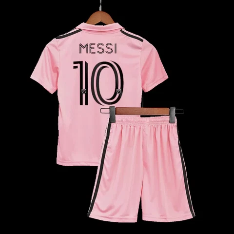 LIONEL MESSI #10 INTER MIAMI CF YOUTH HOME JERSEY + SHORTS KIT PINK KIDS Cover