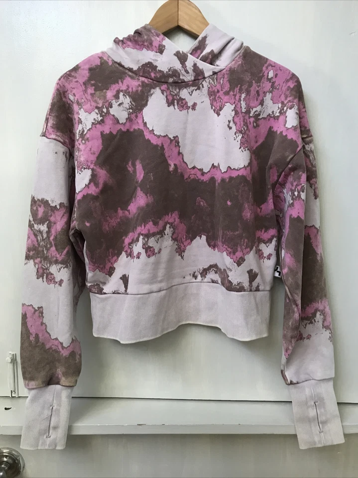 JoyLab Women's Hoodie French Terry Acid Wash - Pink Marble Size XS