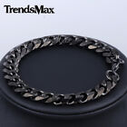 Black Tone Stainless Steel Bracelet 9inch 11mm Mens Chain Curb Cuban Link