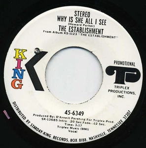 THE ESTABLISHMENT Why Is She All I See R&B SOUL 45 RPM - Picture 1 of 2