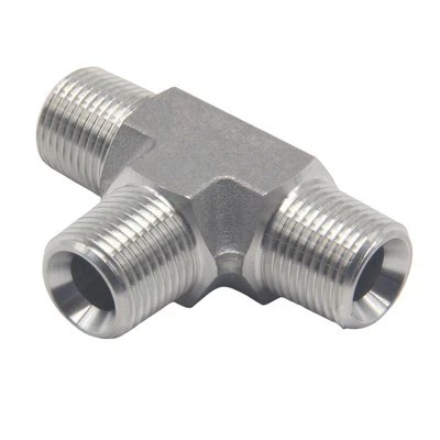 1/2" Male NPT 3 Way Tee Fittings Stainless Steel 304 - Image 1 of 4