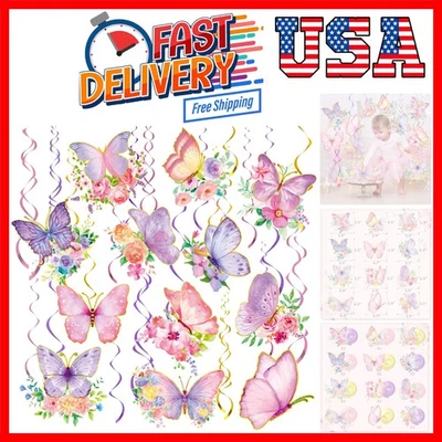 32 Piezas Decoraciones de Fiesta Mariposa, Decoraciones de Remolino Colgante Mariposa Rosa a... Foto 1 de 4