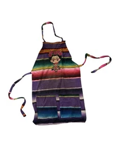 Vintage Frida Kahlo Apron Rainbow Colors Mexican Cooking Apron with Pockets - Picture 1 of 8