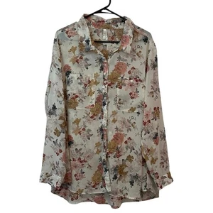 Truth NYC Damen Bluse Blumen Knopfleiste Größe 3X fließend Cottagecore Boho  - Bild 1 von 8