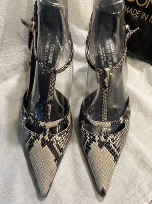 Tacones Donald J. Pliner Couture RENE-37 Blanco/Expresso Pitone Estampado Talla M9 Foto 1 de 4