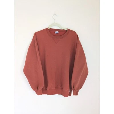 Винтажный Russell Athletic оранжевый Crewneck толстовка пустой США 1990-х 50/50 XL - Изображение 1 из 4