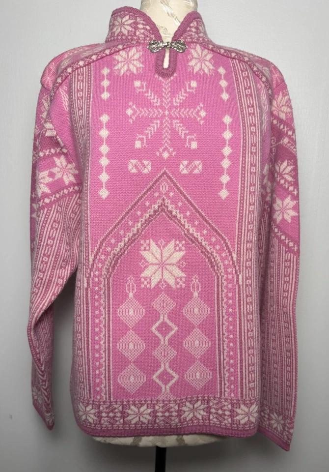 Suéter Obermeyer 1947 Signature XL Rosa Lana Nórdico Copo de Nieve Hong Kong Foto 1 de 4