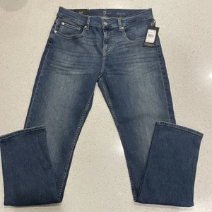 7 FOR ALL MANKIND Slimmy Slim Straight Jeans Men's Size 34 Blue NWT - Picture 1 of 5