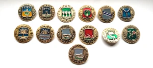 Ancient Rus, coats of arms of cities of USSR Set of 13 Soviet russian badges - Picture 1 of 8