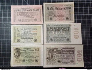 Deutschland 6 Scheine Satz,5-500 Millionen Mark,P105-110,XF-AU - Bild 1 von 2