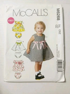 6268 McCalls Sewing Pattern.  Infants Lined Dress And Panties. Size Sm, Med, Lg - Image 1 of 3
