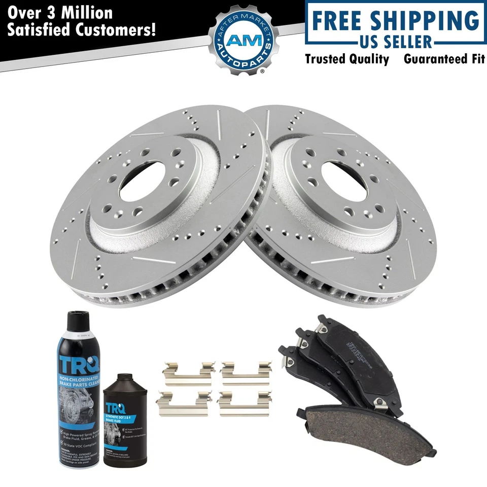 Front Ceramic Brake Pad Performance Rotor Kit w/Fluids w/ 17 Wheels w/Fluids - Image 1 of 4