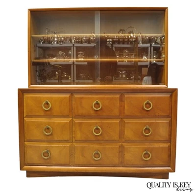 Vintage T.H. Gabinete de China Robsjohn Gibbings para anillo de latón caoba Widdicomb Foto 1 de 4