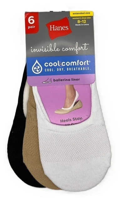 Zapatos Hanes Mujer Invisible Mezcla Color Bailarina Baja Extendidos Talla 8-12 6 Pares Foto 1 de 1