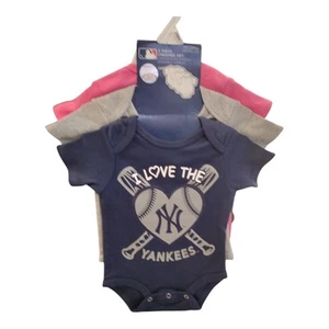 NBA Infant Girls NY Yankees 3 Pack Creeper Set 0-3 Months - Picture 1 of 4