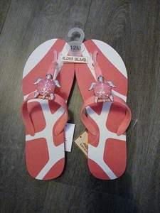 Sandalias de verano rosa con tortuga Aloha Island talla 12 - Imagen 1 de 2