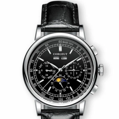 42mm Corgeut black dial date day 24 hours multifunction automatic mens Watch - Image 1 of 4