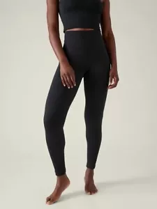 Athleta XS Aurora Seamless Tight Leggings, Black Ribbed Yoga Workout NWT - Picture 1 of 6