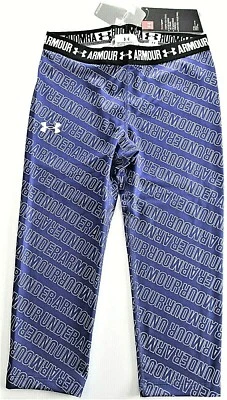 Under Armour Girls' Heat Gear Capri Leggings Spandex Pants Youth UPF 30 - NWT - Image 1 of 4
