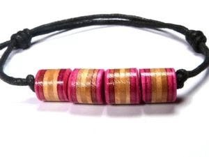 SKATEBOARD RICICLATO fatto a mano in legno fatto a mano bracciale perline perline ciondolo cavigliera - Foto 1 di 5