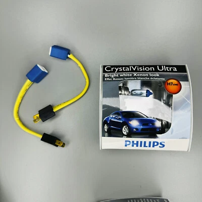 PHILIPS H7 CrystalVision Bombilla x2 y Faro Arnés de Cable Conector x2 Set Foto 1 de 4