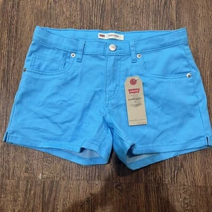 Levis Girls 16 Regular Light Blue Shorty Short NWT $38 - Picture 1 of 5