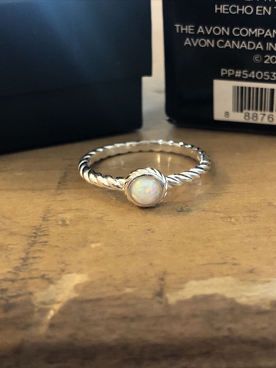 AVON Sterling Silver 925 CREATED OPAL RING Twist Band Size 7 New in Box eBay