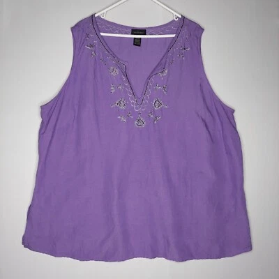 Lane Bryant льняной вискозы бак 26/28 фиолетовый вышитый бисером раздельный v-образным вырезом - Изображение 1 из 4