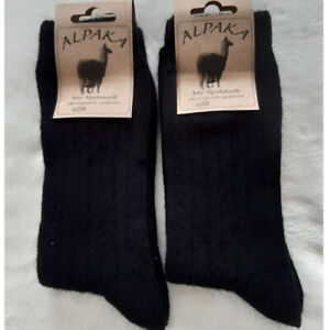 2 Paar Herren Soft Alpaka Socken sehr weich 100% Wolle Schwarz 39 bis 50