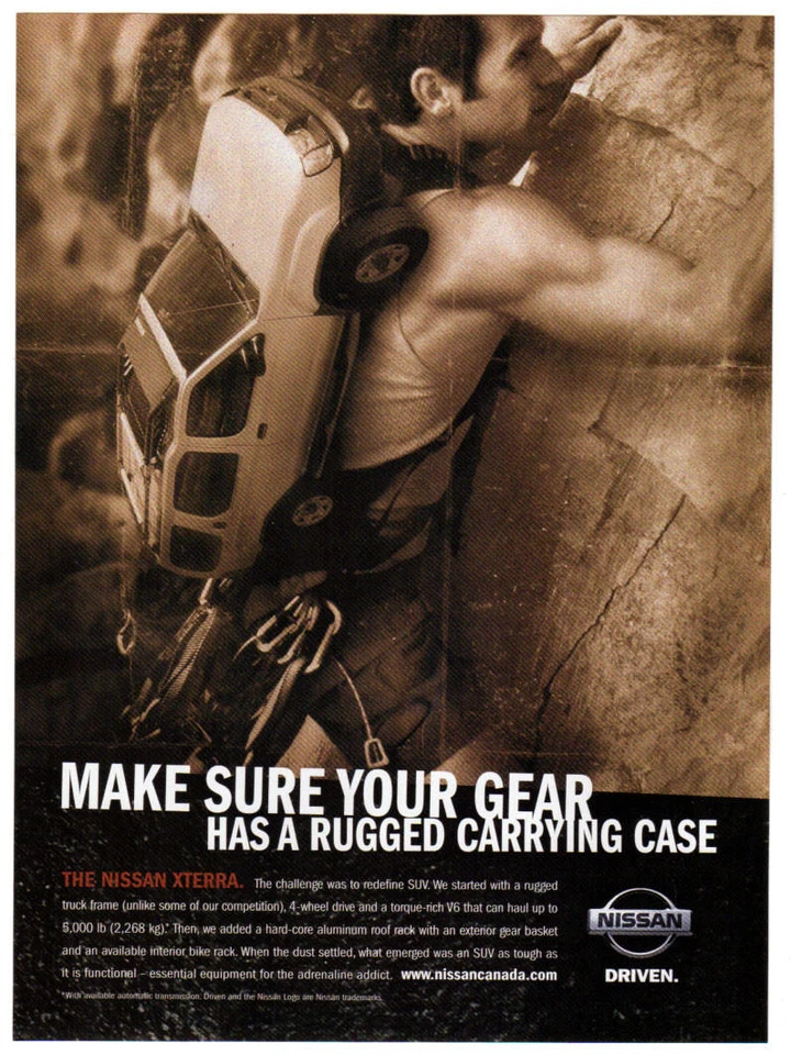 Nissan Xterra 1999 vintage impresión original anuncio | Mochila foto escalada Canadá Foto 1 de 1