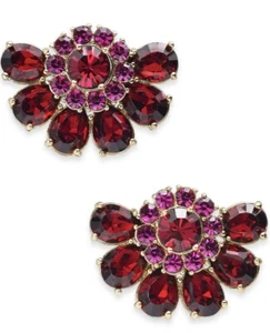 $58 Kate Spade goldtone red crystal cluster stud earrings D17 - Picture 1 of 7
