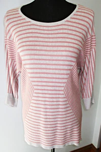 New York & Co. pullover sweater dress sz M gray & pink stripes 3/4 dolman sleeve - Picture 1 of 9