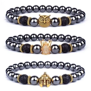 Crown Shaped Charm Bead Bracelets Men Women Fashion Jewelry Accessories Bracelet - Picture 1 of 28